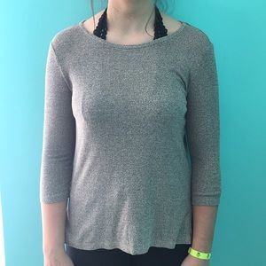 Light brown 3/4 sleeve high low shirt